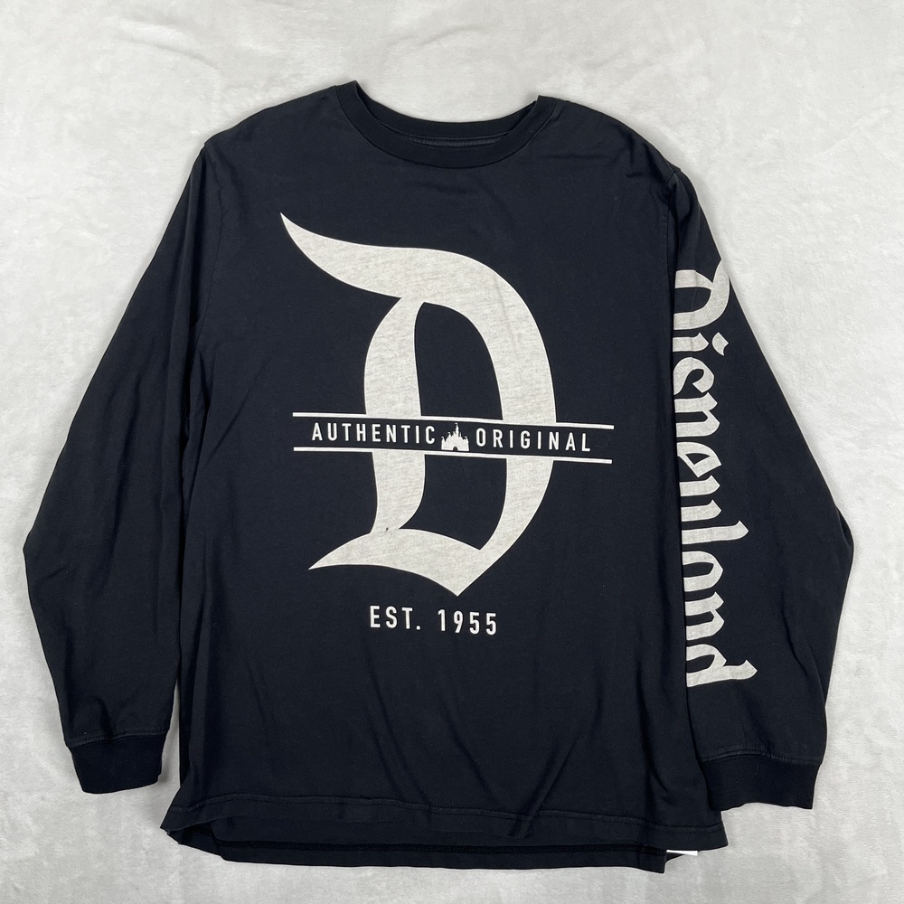 Disneyland Authentic Original Long Sleeve T-Shirt Size XL Black Logo Graphic Tee